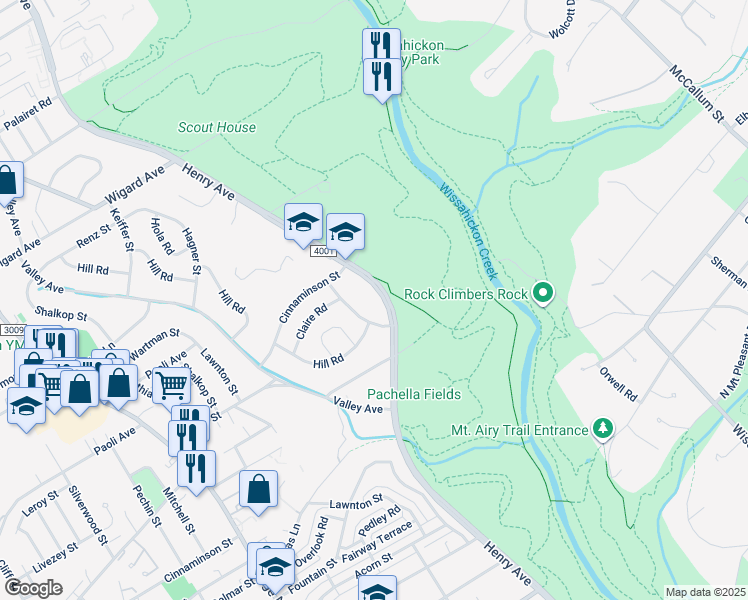map of restaurants, bars, coffee shops, grocery stores, and more near 7022 Henry Ave in Philadelphia