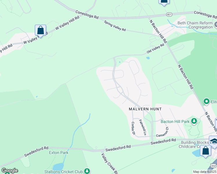 map of restaurants, bars, coffee shops, grocery stores, and more near 10 Elkins Circle in Exton
