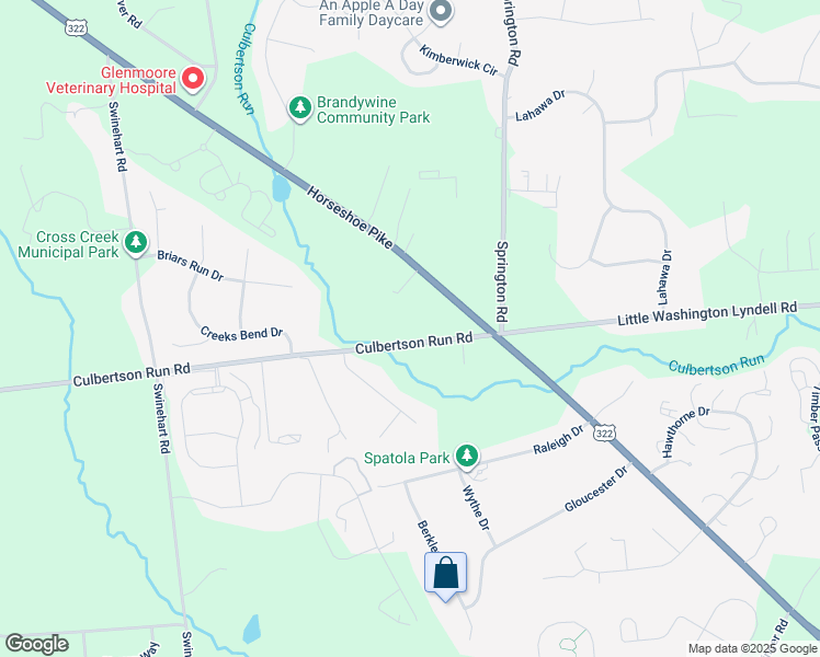 map of restaurants, bars, coffee shops, grocery stores, and more near 123 Culbertson Run Rd in Downingtown