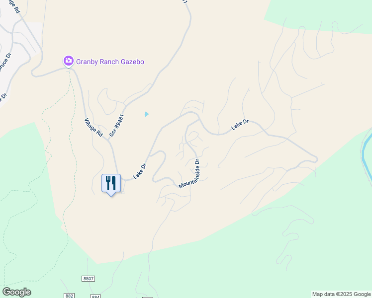 map of restaurants, bars, coffee shops, grocery stores, and more near 104 North Star Trail in Granby