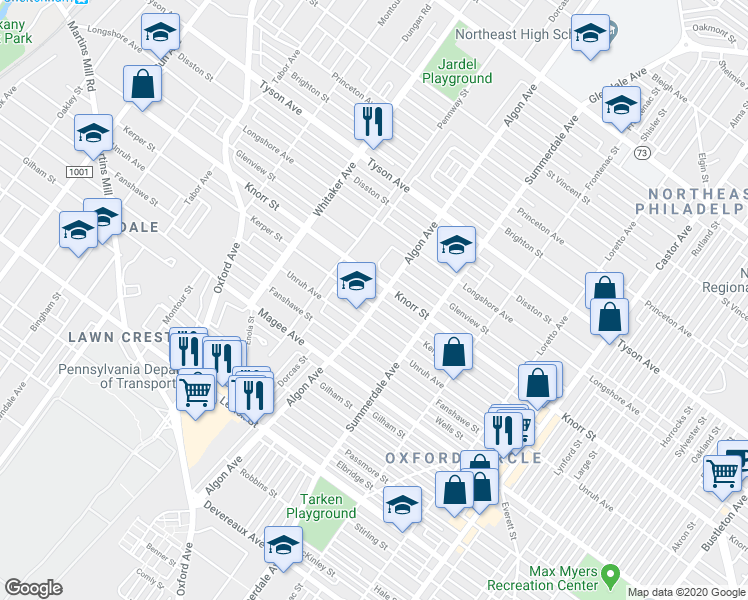 map of restaurants, bars, coffee shops, grocery stores, and more near 1021 Kerper Street in Philadelphia