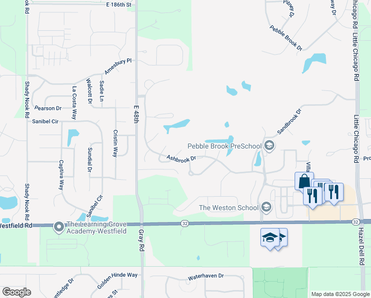 map of restaurants, bars, coffee shops, grocery stores, and more near 17917 Hollow Brook Court in Noblesville