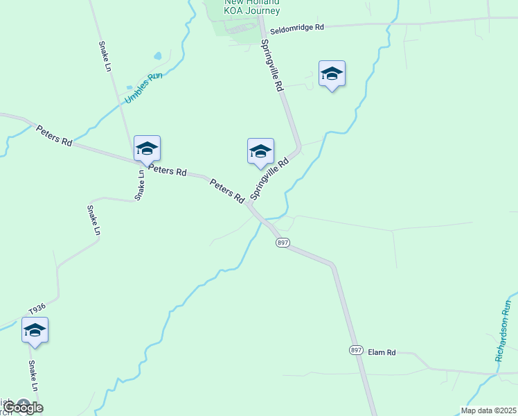 map of restaurants, bars, coffee shops, grocery stores, and more near 231 Springville Rd in KINZERS