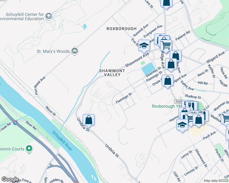 map of restaurants, bars, coffee shops, grocery stores, and more near 435 Shawmont Avenue in Philadelphia