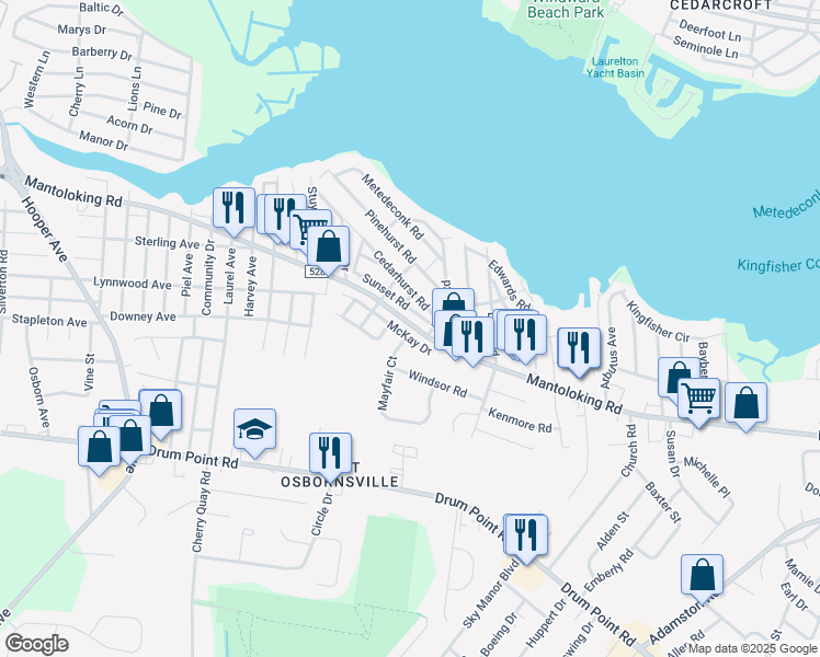 map of restaurants, bars, coffee shops, grocery stores, and more near 202 Highway 35 North in Mantoloking