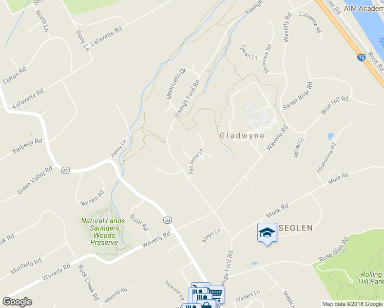 map of restaurants, bars, coffee shops, grocery stores, and more near 1330 Fenimore Lane in Gladwyne