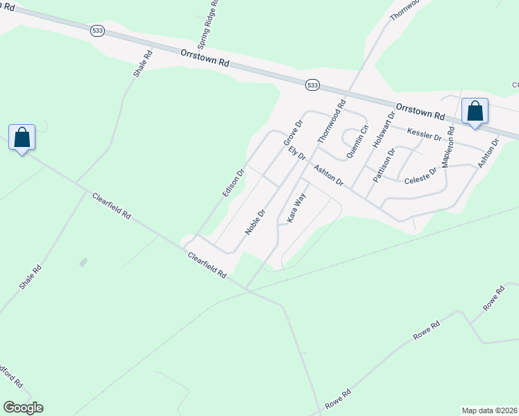 map of restaurants, bars, coffee shops, grocery stores, and more near 65 Noble Drive in Shippensburg