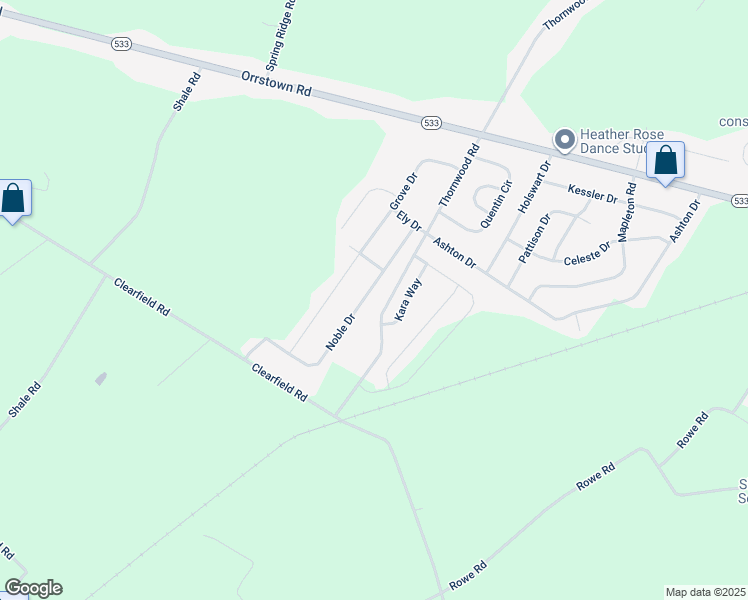 map of restaurants, bars, coffee shops, grocery stores, and more near 39 Noble Drive in Shippensburg