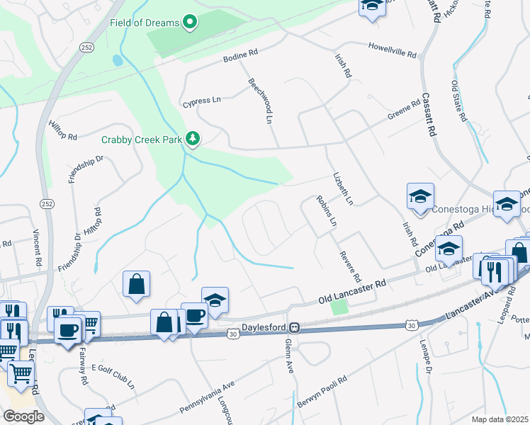map of restaurants, bars, coffee shops, grocery stores, and more near 65 Miller Avenue in Berwyn