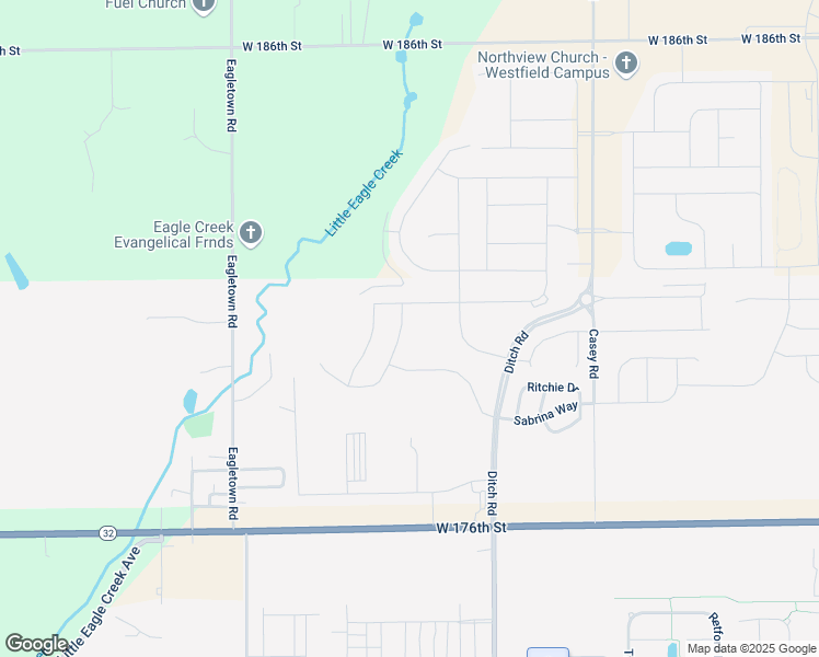 map of restaurants, bars, coffee shops, grocery stores, and more near 1820 Indiana 32 in Westfield