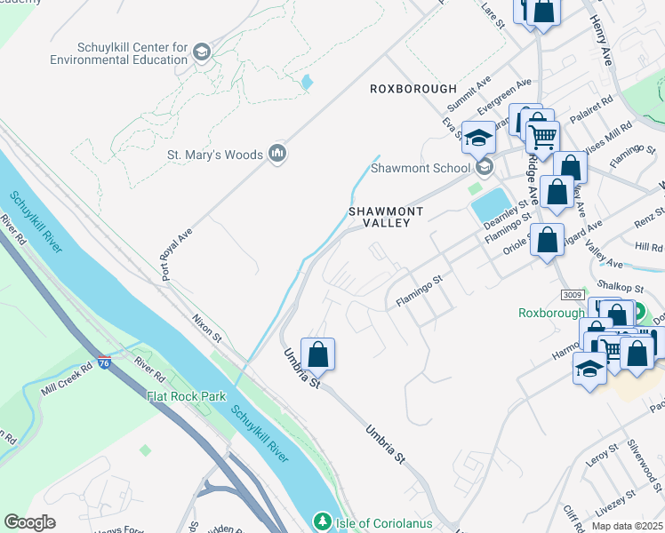 map of restaurants, bars, coffee shops, grocery stores, and more near 247 Shawmont Avenue in Philadelphia