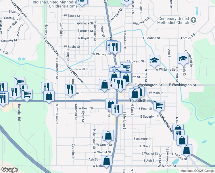 map of restaurants, bars, coffee shops, grocery stores, and more near 303 West Washington Street in Lebanon