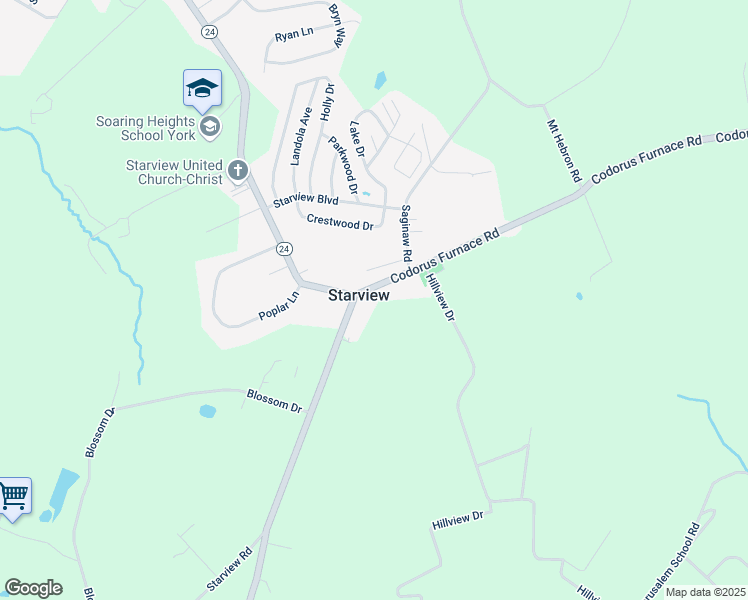 map of restaurants, bars, coffee shops, grocery stores, and more near 5 Codorus Furnace Road in Mount Wolf