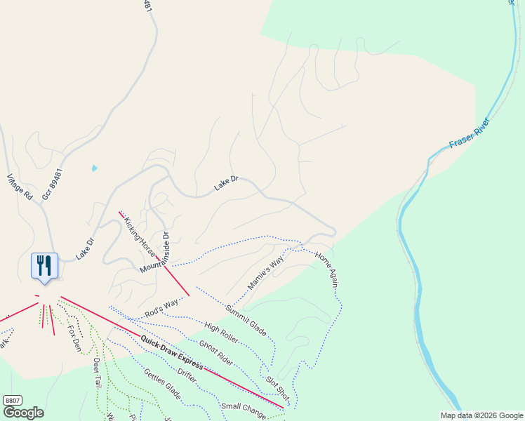 map of restaurants, bars, coffee shops, grocery stores, and more near 215 Cirrus Way in Granby