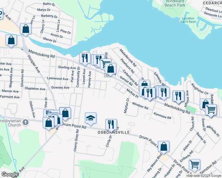 map of restaurants, bars, coffee shops, grocery stores, and more near 18 Oak Court in Brick Township