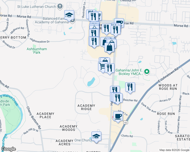 map of restaurants, bars, coffee shops, grocery stores, and more near 700 Vista Drive in Gahanna