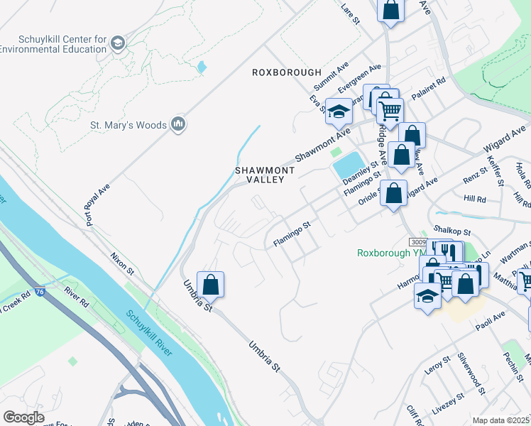 map of restaurants, bars, coffee shops, grocery stores, and more near 429 Shawmont Avenue in Philadelphia