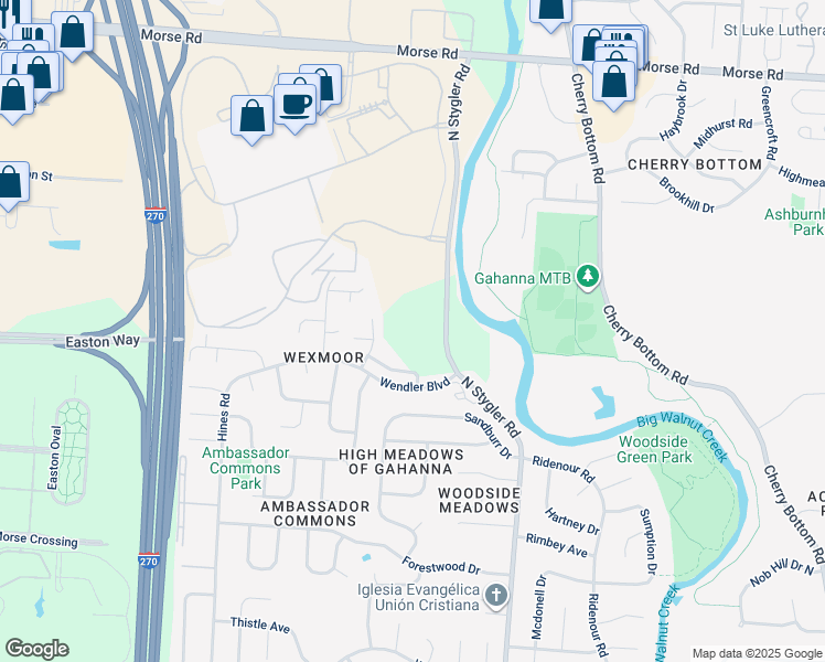 map of restaurants, bars, coffee shops, grocery stores, and more near 4860 Wendler Boulevard in Columbus