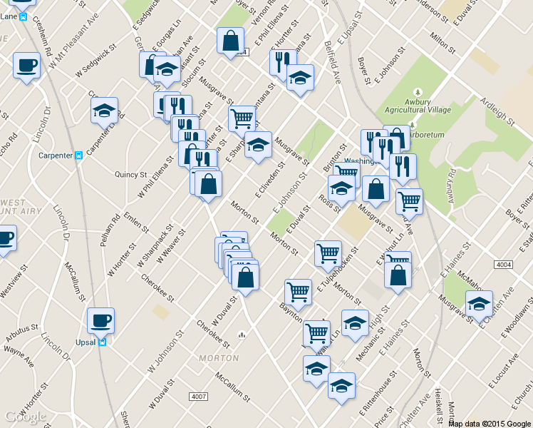 map of restaurants, bars, coffee shops, grocery stores, and more near 119 East Johnson Street in Philadelphia