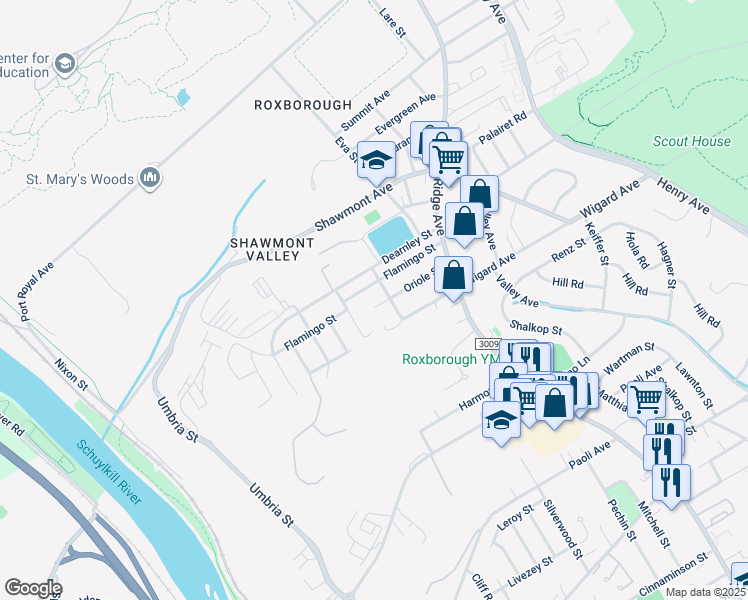 map of restaurants, bars, coffee shops, grocery stores, and more near 448 Oriole Street in Philadelphia