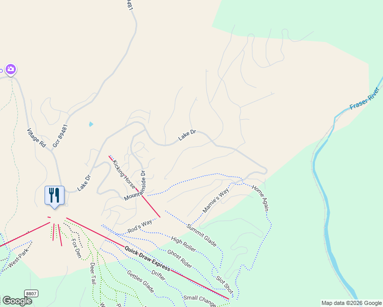map of restaurants, bars, coffee shops, grocery stores, and more near 640 Cumulus Way in Granby