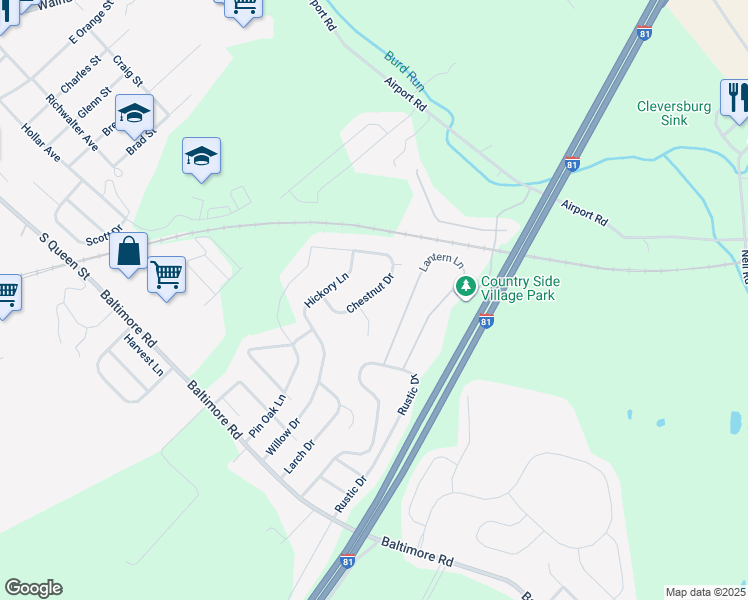map of restaurants, bars, coffee shops, grocery stores, and more near 234 Chestnut Drive in Shippensburg
