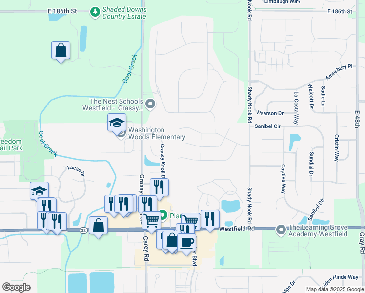 map of restaurants, bars, coffee shops, grocery stores, and more near 3557 Sun Valley Court in Westfield