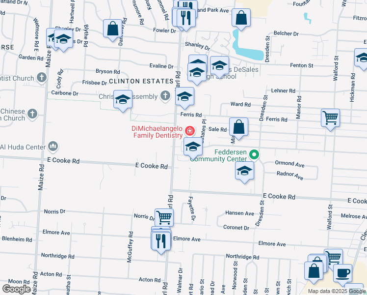 map of restaurants, bars, coffee shops, grocery stores, and more near 3993 Stonegate Square East in Columbus