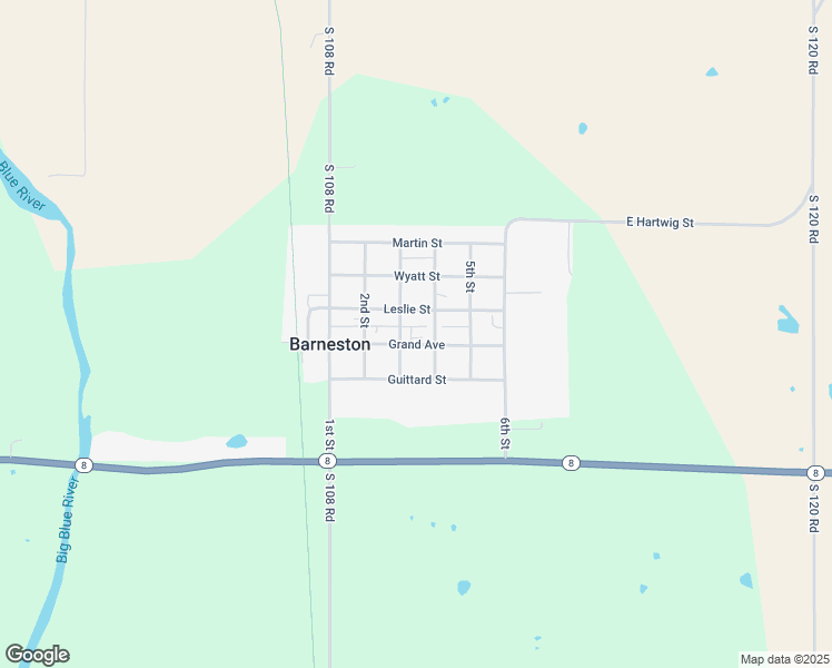 map of restaurants, bars, coffee shops, grocery stores, and more near 304 Grand Avenue in Barneston