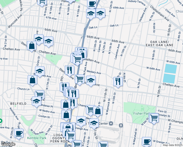 map of restaurants, bars, coffee shops, grocery stores, and more near 1236 Medary Avenue in Philadelphia