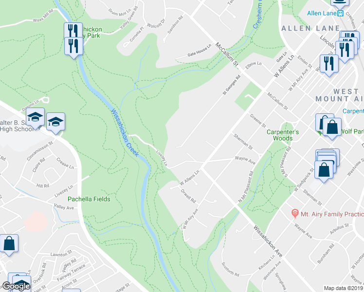 map of restaurants, bars, coffee shops, grocery stores, and more near 1136 Saint Georges Road in Philadelphia