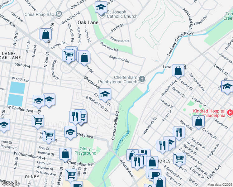 map of restaurants, bars, coffee shops, grocery stores, and more near 2 Dewey Road in Montgomery County