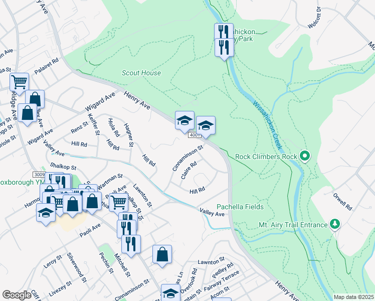 map of restaurants, bars, coffee shops, grocery stores, and more near 773 Cinnaminson Street in Philadelphia