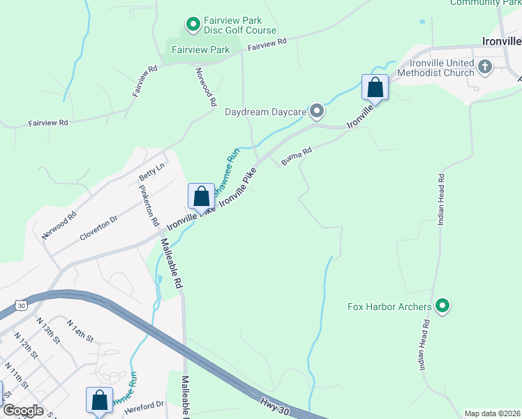 map of restaurants, bars, coffee shops, grocery stores, and more near 2433 Ironville Pike in Columbia