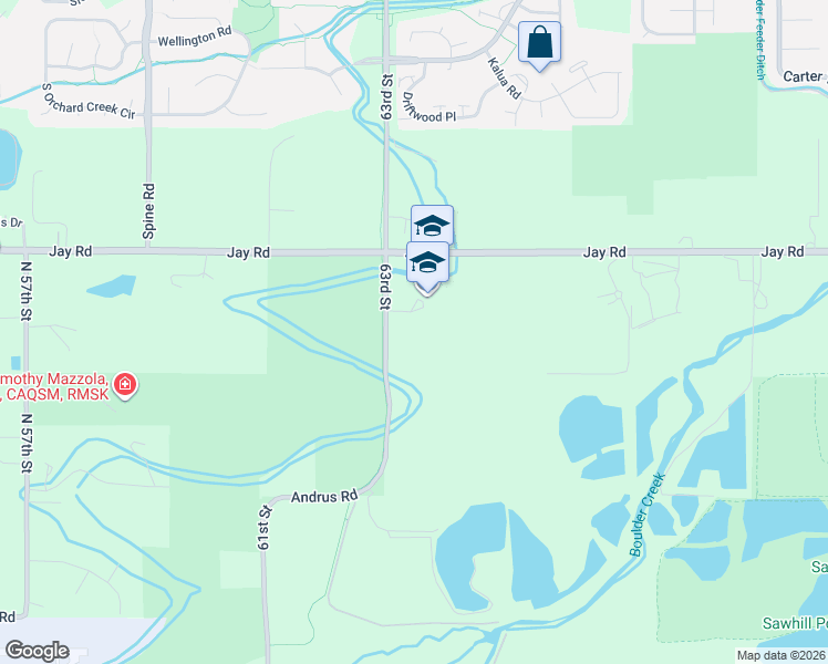 map of restaurants, bars, coffee shops, grocery stores, and more near 4016 63rd Street in Boulder