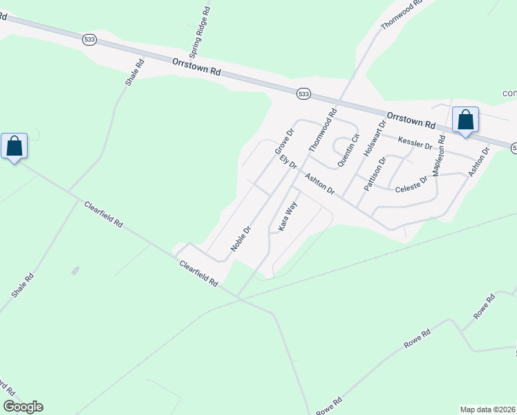 map of restaurants, bars, coffee shops, grocery stores, and more near 27 Noble Drive in Shippensburg