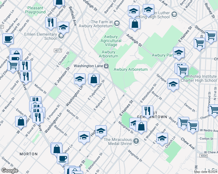 map of restaurants, bars, coffee shops, grocery stores, and more near 560 East Herman Street in Philadelphia