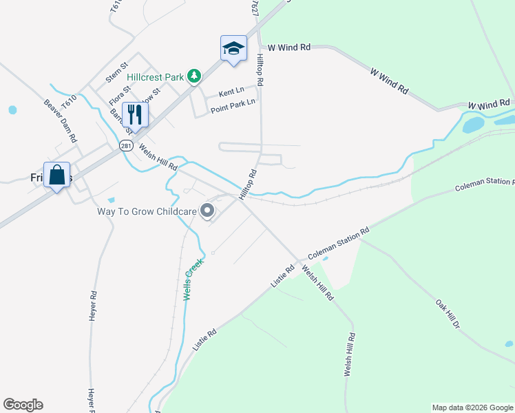 map of restaurants, bars, coffee shops, grocery stores, and more near 278 Welsh Hill Rd in Friedens