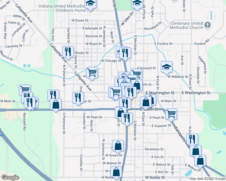 map of restaurants, bars, coffee shops, grocery stores, and more near 303 West Washington Street in Lebanon