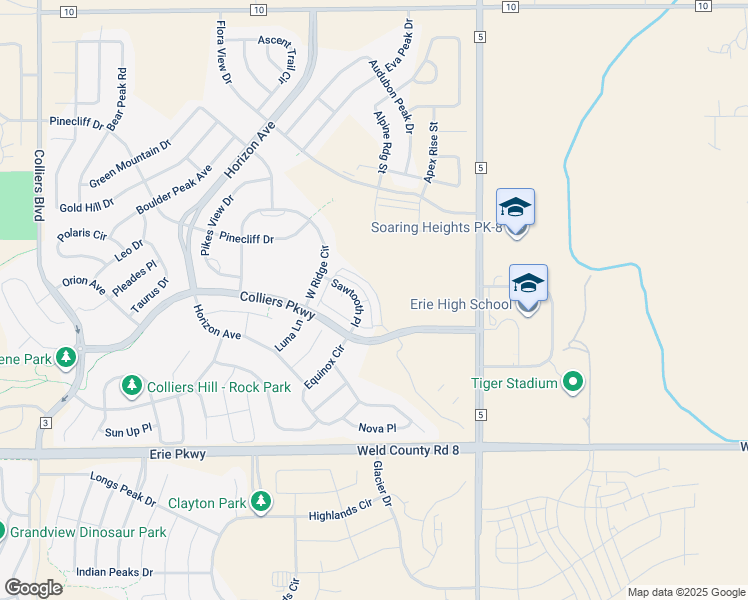 map of restaurants, bars, coffee shops, grocery stores, and more near 5 Colliers Parkway in Frederick