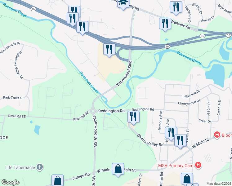 map of restaurants, bars, coffee shops, grocery stores, and more near 2191 Cherry Valley Road in Newark
