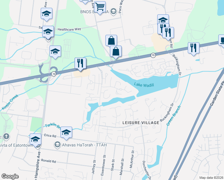 map of restaurants, bars, coffee shops, grocery stores, and more near 590B Lake Point Drive in Lakewood