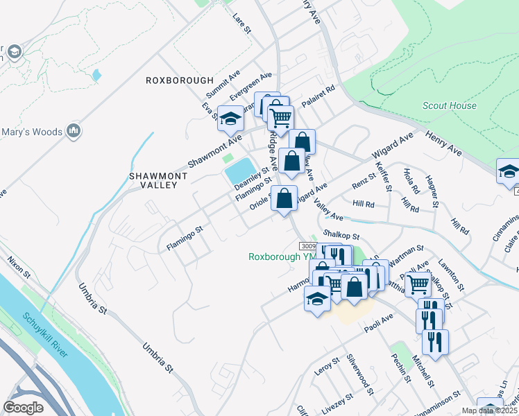 map of restaurants, bars, coffee shops, grocery stores, and more near 477 Oriole Street in Philadelphia