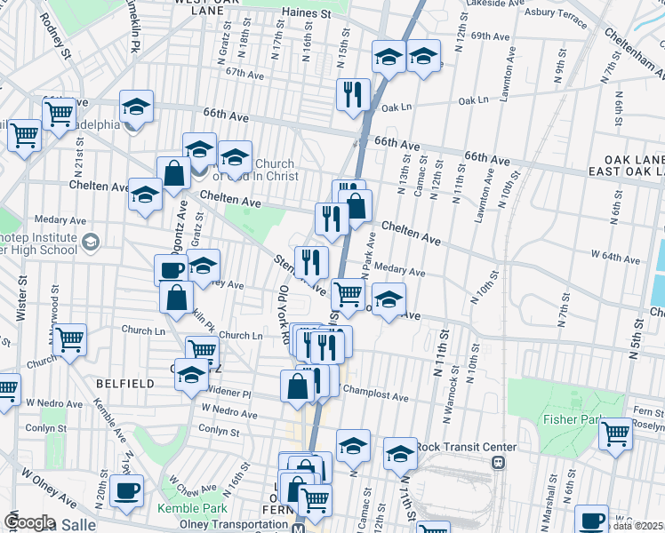 map of restaurants, bars, coffee shops, grocery stores, and more near 6246 North Broad Street in Philadelphia