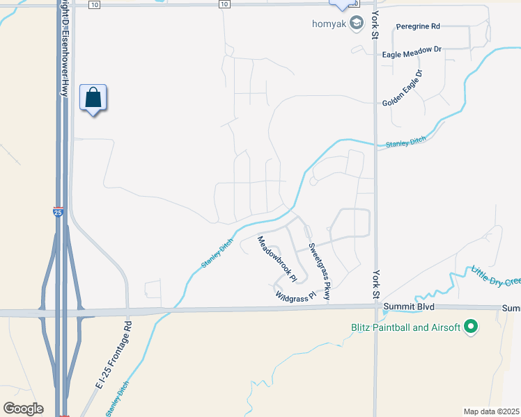 map of restaurants, bars, coffee shops, grocery stores, and more near 4610 Meadow Drive in Dacono