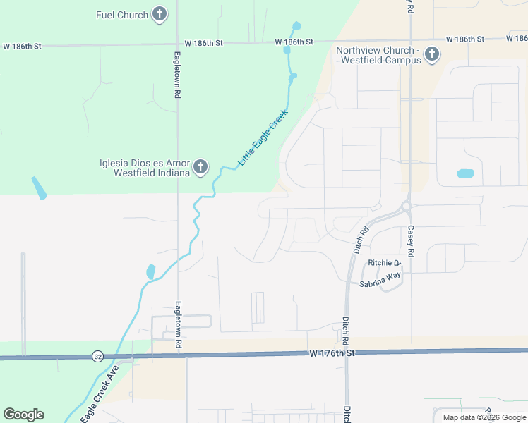 map of restaurants, bars, coffee shops, grocery stores, and more near 1820 Indiana 32 in Westfield