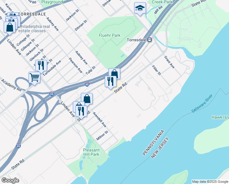 map of restaurants, bars, coffee shops, grocery stores, and more near in Philadelphia