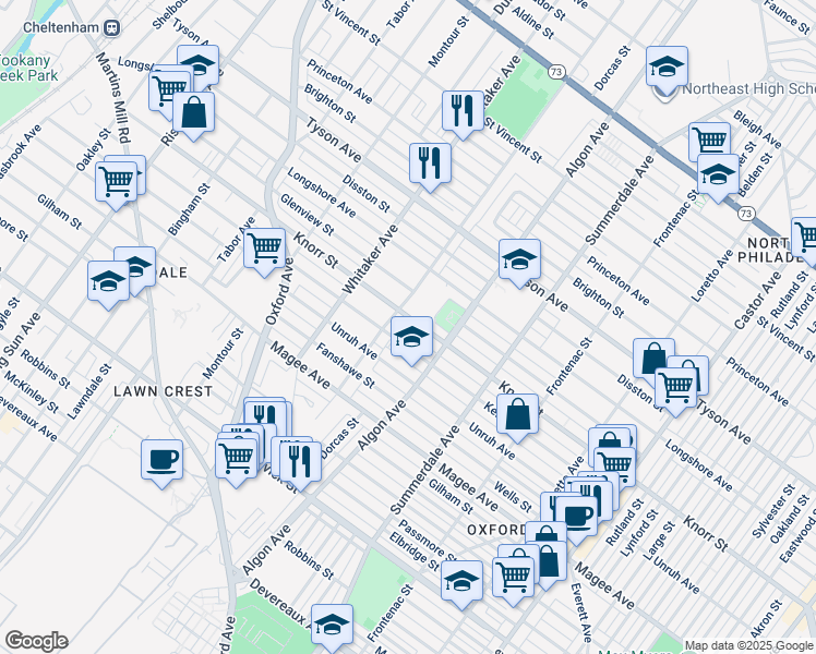map of restaurants, bars, coffee shops, grocery stores, and more near 1021 Kerper Street in Philadelphia