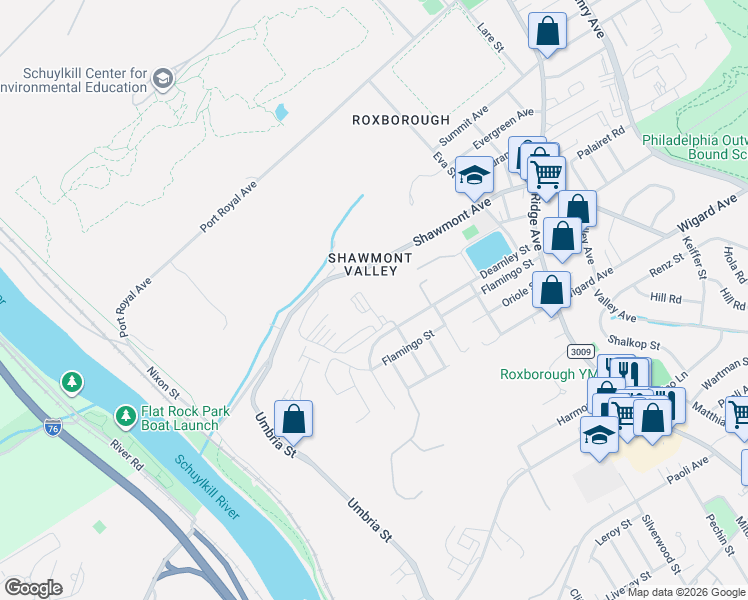 map of restaurants, bars, coffee shops, grocery stores, and more near 335 Shawmont Avenue in Philadelphia