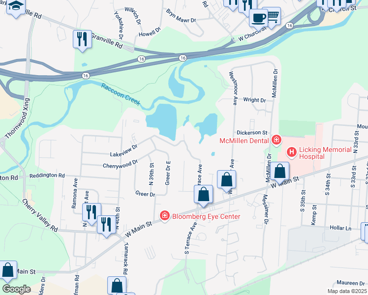 map of restaurants, bars, coffee shops, grocery stores, and more near 125 North Terrace Avenue in Newark